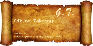 Güns Taksony névjegykártya